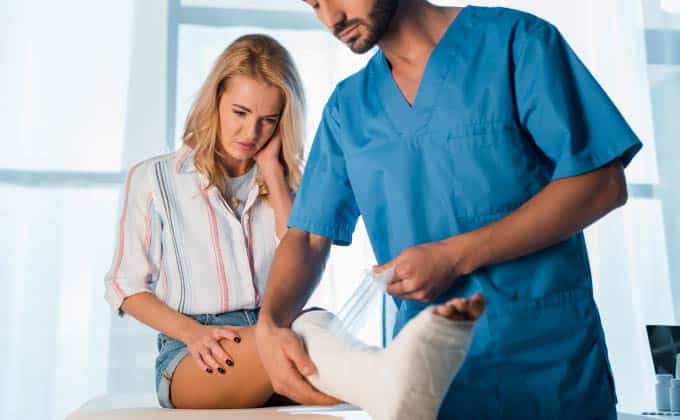 bandage on injured woman