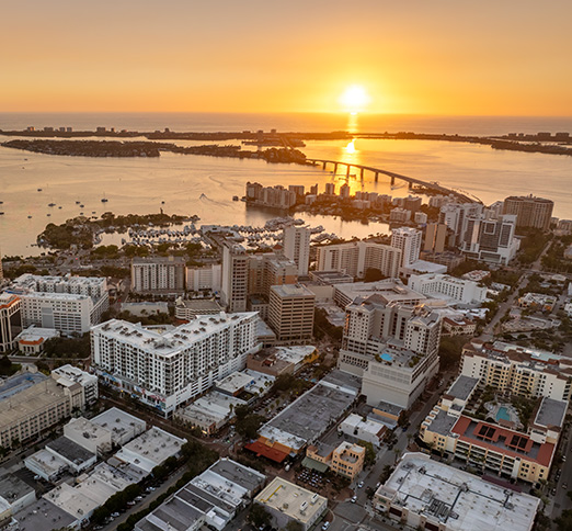 Sarasota Florida at sunset luxury yachts docked